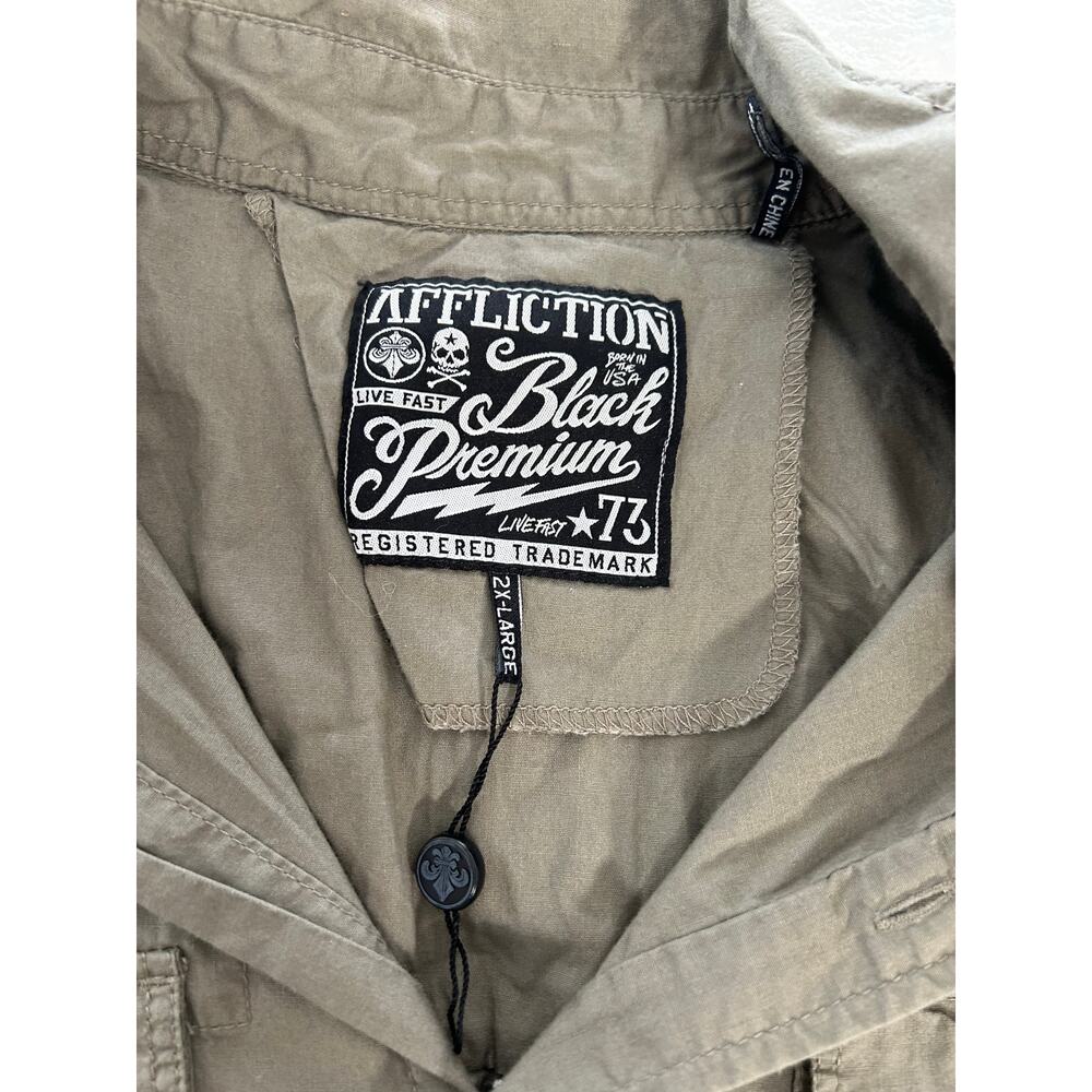 Affliction Shirt NWOT Men's Embroidered Long Sleeve Tan Size 2X 100% Cotton New! - Picture 3 of 9